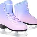 Figure Ice Skates for Women Girls and Boys, Lace-Up Adult Figure Skate Ice Hockey Skates for Outdoor and Skating Rink, Figure Ice Skate Shoes Size 5 6 7 8 9 10 11 and Youth 2Y 3Y (Purple Pink)