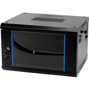 QWORK 6U Network Server Cabinet Enclosure, Wall Mount Server Cabinet Network Rack Vented Enclosure, for 19" IT Equipment, A/V, with Lockable Glass Door & Removable Side Panels, Black