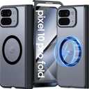 for Google Pixel 10 Pro Fold Case Magnetic [Hinge Protection] [HD Screen Protector] [Translucent Matte] Slim Skin-Friendly&Smooth Touch Shockproof Phone Case for Pixel 10 Pro Fold (Black)