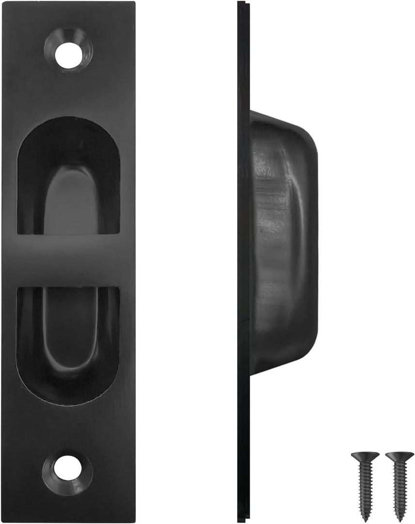 4 Inch Pocket Door Edge Pull, 304 Stainless Steel Flush Edge HandlePocket Door Hardware,Black-1 Pack