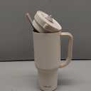 Ello Oasis 30 oz Tumbler with Handle & Retracting Straw | Reusable Insulated Stainless Steel Cup 100% Leakproof, Gifts for Teens Women Men | Keeps cold for 24 Hours, Cup Holder Friendly, Cream Tonal (40 Ounces)