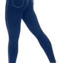 VOOVEEYA Curvy Womens Leggings, High Waisted Yoga Pants with Back Pockets, Tummy Control - Buttery Soft - Stretchy, X-Small, Navy Blue