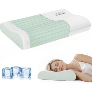 Cervical Neck Pillow for Neck Pain Relief, Contour Memory Foam Pillows, Cooling Ergonomic Pillows for Sleeping Side, Back & Stomach Sleepers, Breathable Bed Pillows Neck Support, Medium Soft, 1pc -23.6 x 15.7 x 3.1/3.9 inch