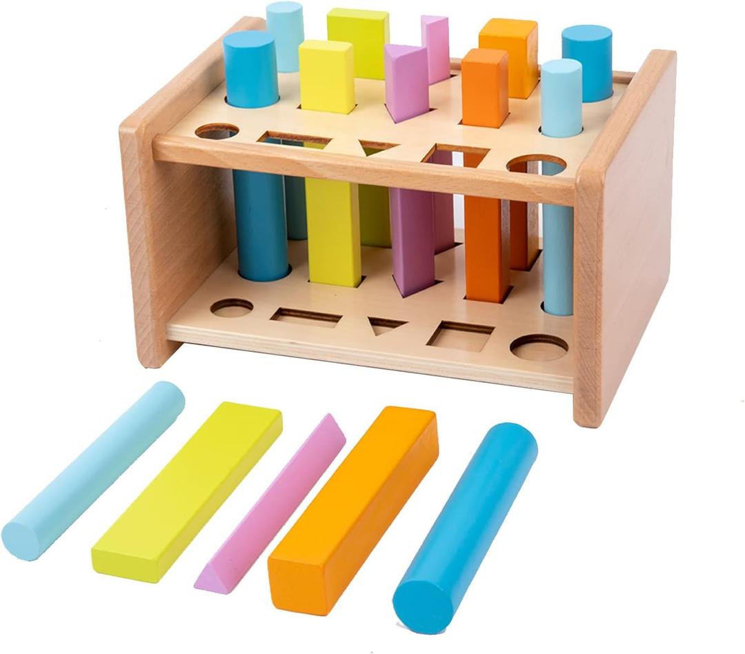 Montessori Shape Matching Toys - Wooden Shape Sorting Toys for 1-3 Years Old Children - Educational Toy for Preschoolers, Compact