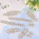 8 Pieces Crystal Rhinestone Appliques Silver Rhinestone Iron On Patch Hot Fix Applique for Bridal Wedding Dress Clothes Sash Crystal Belt DIY Sewing Appliques for Shoes