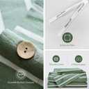 JELLYMONI Cotton Duvet Cover Queen Size - Green Striped Comforter Cover with Button 100% Washed Cotton 3PCS Breathable Soft Solid Bedding Set Duvet Cover 9090in & 2 Pillowcases (NO Comforter)