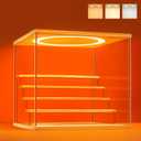 DORYBEN Acrylic Display Case with Adjustable LED Light, 5 Tier Clear Display Box Dustproof Showcase for Action Figures, Collectibles and Mini Toys, Assembly Display Cabinet(Wood 12.5×12.2×11.8in)