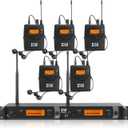 XTUGA IEM1200 UHF Mono Wireless in Ear Monitor System 2 Channel 5 Bodypacks Monitoring with in Earphone, 40 Frequencies, Rack Mountable, Up to 300Ft Operation, Suitable for Church and Band