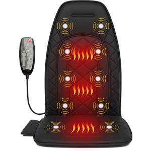 Vibraiton Back Massager for Chair, Massage Seat Cushion, Back Massage Pad with Heat,10 Vibration Motors,5 Vibration Modes,Chair Massager at Office/Home (Black)