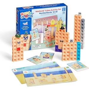 Hand2mind MathLink Cubes Numberblocks 21-30 Activity Set, 20 Preschool Learning Activities, Counting Blocks, Linking Cubes, Educational Toys for Kids, Number Games, Math Manipulatives Kindergarten