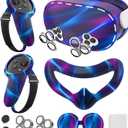 Silicone Cover Set Compatible with Meta/Oculus Quest 3s Accessories, Silicone Face Cover, Controller Grip Cover, Camera Lens Protector, VR Shell Cover, Protective Lens Cover, Not Fit Quest 3