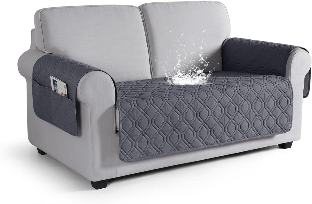 VANSOFY Couch Cover, Waterproof Sofa Covers Washable Slipcover Furniture Protector Couch Seat Covers Non-Slip Couch Cover for Dogs, Pets(Loveseat, Dark Gray) (Loveseat(Seat Width: 47.2"))
