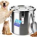 10 lb Stainless Steel Dog Food Storage Container, Airtight Metal Pet Food Storage Bin with Lid and Scoop, Large Dog Food Container for Dry Food, Keep Fresh, Easy to Clean
