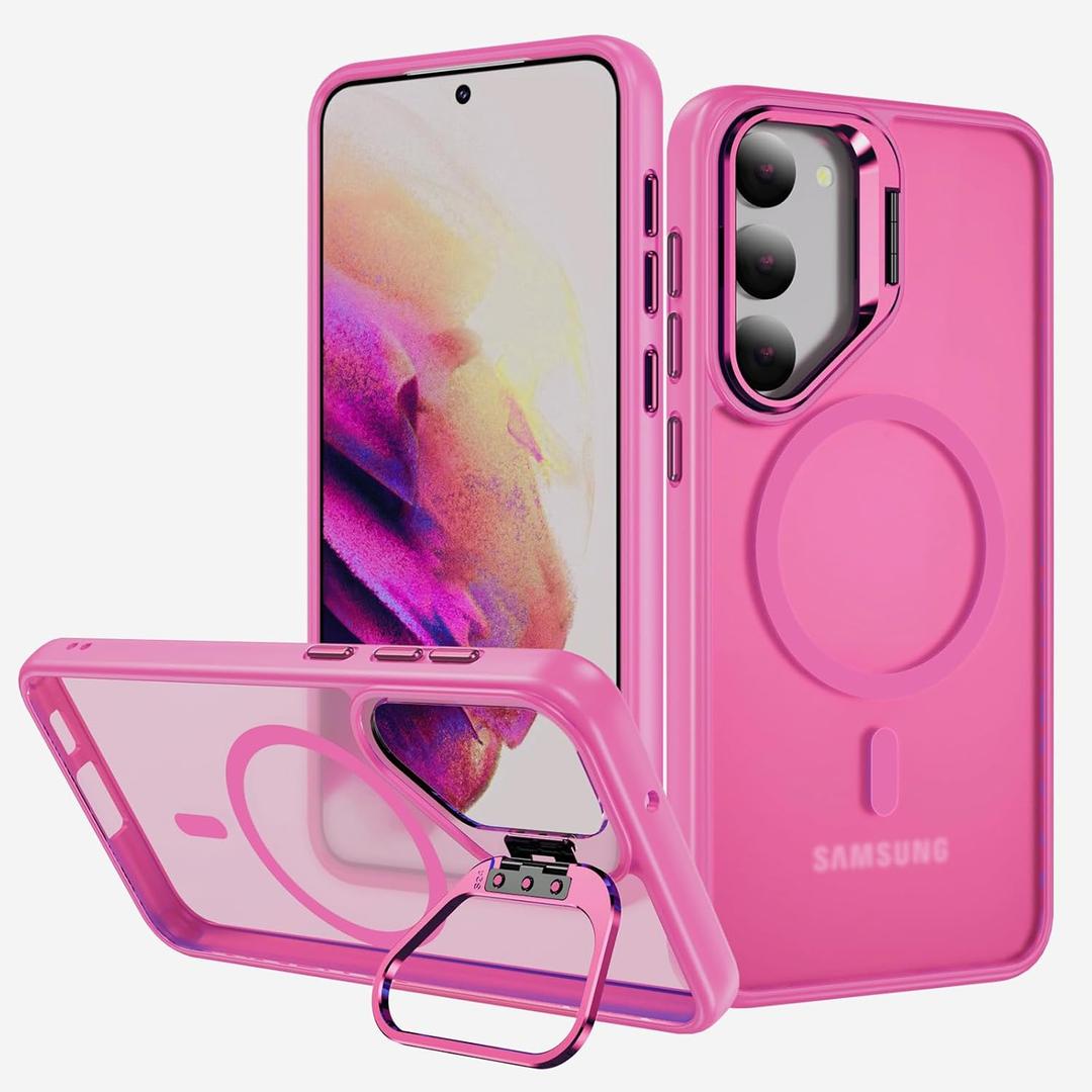 Case for Samsung Galaxy S24 (SM-S921U, SM-S921U1),Compatible with Magsafe with Kickstand,Shockproof Bumper Protective Cover for Galaxy S24 2024 6.2",Peach Pink