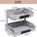 Fruit Basket Hanging Storage Baskets Kitchen Storage,2 Tier Farmhouse Standing Wooden Organizer,Classic Pastoral Holder Rack for Kitchen,Office,Dining Room and Guest Room (Need Assemble)