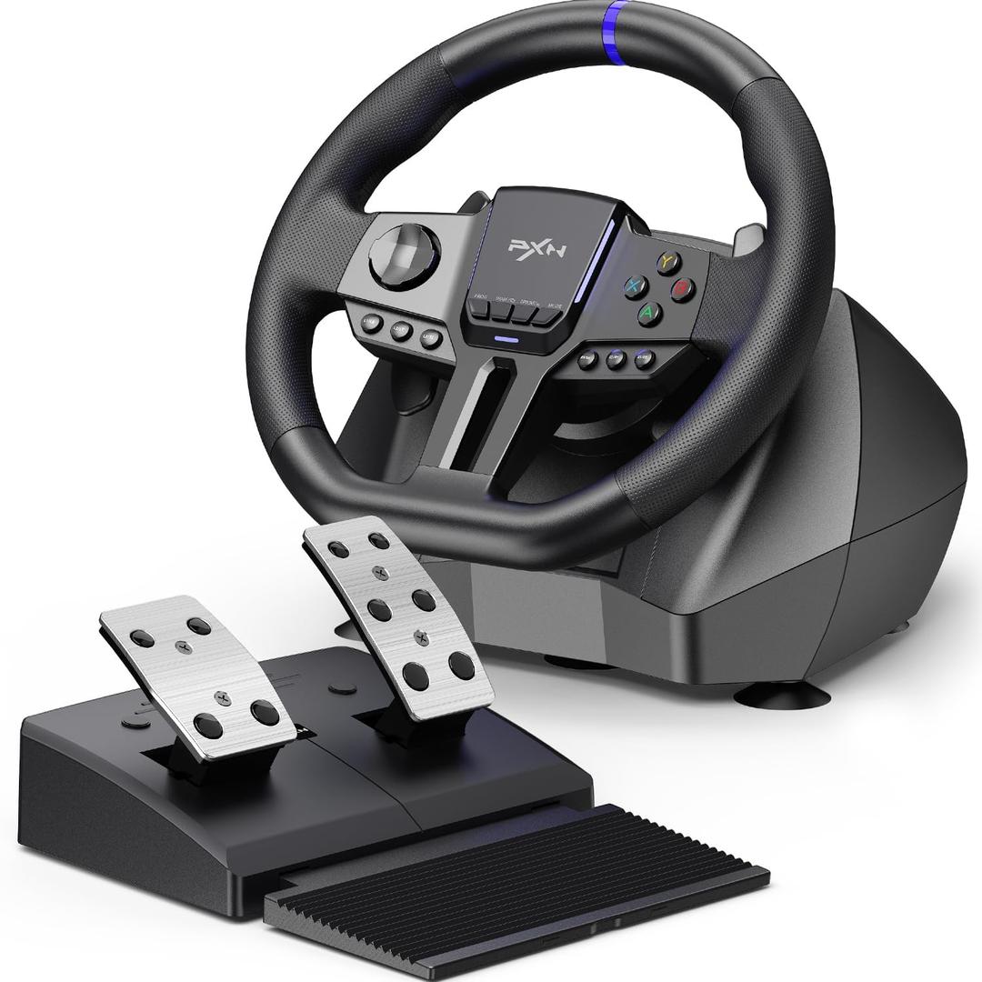 PXN Gaming Steering Wheel - 270/900 V900 GEN2 Sim Racing Wheel with Pedals Paddle Shifter - for Xbox One,Series S|X, PC, PS4, Switch