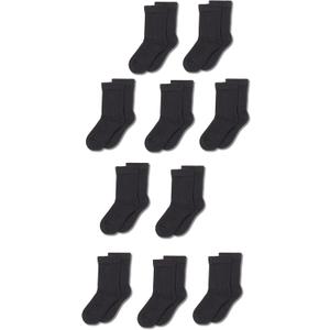 Amazon Essentials Unisex Kids and Toddlers' Cotton Crew Socks, 10 Pairs (Medium (4-8 Years), Black)