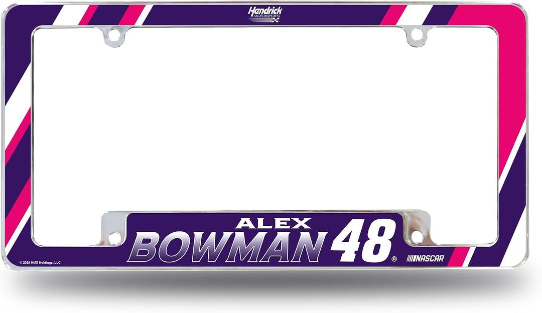 Rico Industries NASCAR Racing Alex Bowman 12" x 6" Chrome All Over Automotive License Plate Frame for Car/Truck/SUV