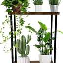 2 Tier Metal Sturdy Heavy Plant Stand, Narrow Plant Stand Indoor and Outdoor L19.68 x W11.81 x H27.55 inch Capacity & Heavy Duty Construction
