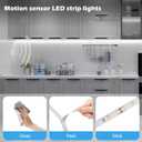 Rechargeable LED Strip Lights for Cabinets - LUXJET 2M Cool White Motion Sensor led Strip Lights for Bedroom, Kitchen, Under Cabinet, TV, Stairs, Door Frame (1Pack)