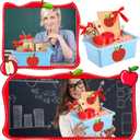 8 Pcs Back to School Teacher Gift from Students Thank You Teacher Appreciation Gift Set for First Day of School Women Glass Cup Basket Notebook Pen Dry-erase Marker