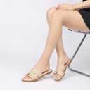 Yozuru Womens Flat Sandals Open Toe Dressy Summer Sandals Comfortable Casual Slip on Leather Slides Sandals for women