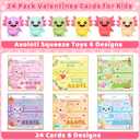 Jumlys Valentines Day Cards for Kids School, 24 Packs Axolotl Squeeze Toys, Valentine Day Party Favors for Boys Girls, Ideal Exchange Cards for Classroom