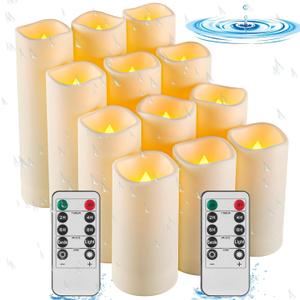 Da by Waterproof Outdoor Flameless LED Battery Candles, 12 High-Temperature Resistant Simulated Candles