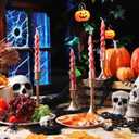 Zhengmy 4 Pcs Halloween Bleeding Candles White Vampire Tears Spiral Taper Candle Red Blood Drip Spooky Gothic 7 Inch Twisted Dinner Candlestick for Halloween Table Party Decor