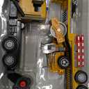 Fistone RC Semi Truck with Trailer, 1:24 RC Semi-Trailer Engineering Tractor with Sound and Lights, 2.4Ghz Remote Control Flatbed Truck with Road Roller Toys, Construction Vehicles Toy for Boys