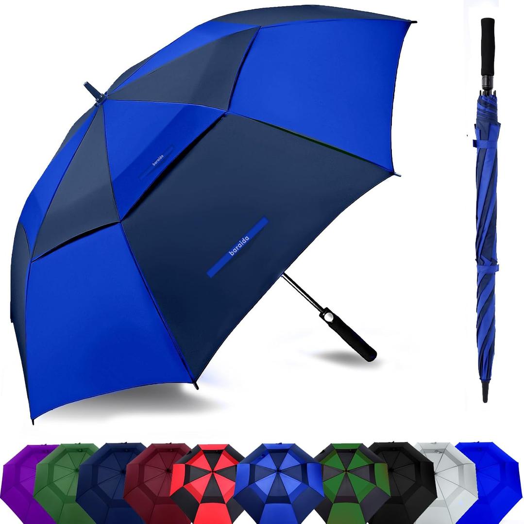 Golf Umbrella Large 72 Inch, Extra Large Oversize Double Canopy Vented Windproof Waterproof Umbrella, Automatic Open Golf Umbrella for Men and Women and Family (Size: 72 Inch)