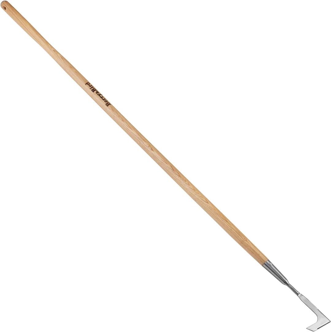 Berry&Bird 63'' Long Handle Crevice Weeding Tool, Stainless Steel Crack Weeder Crevice Weeding Sickle Tool, L-Shaped Manual Weeder Puller for Garden, Lawn, Yard, Side-Walk, Narrow & Wall Gaps