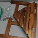 HOLANA 12" Acacia Shower Stool for Shaving Legs - Wooden Shower Foot Rest - Small Shower Corner Stool Seat for Inside Shower - Waterproof Bath Step Stools Bench for Bathroom (Acacia Wood) (1 Tier 16.5"x12"x12")