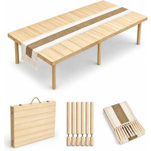 Folding Picnic Table, 60 x 30 in Portable Solid Wood Boho Low Picnic Table
Foldable Floor Table with Adjustable Height for Beach, Camping, Backyard, Wedding & Outdoor Parties