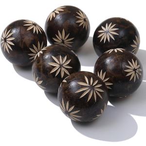 Set of 6 Decorative Orbs for Bowls and Vases - Circle Pattern - Resin Round Sphere Balls for Living, Dining Room Coffee Table Centerpiece Home Decor