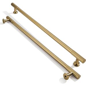 Khtumeware 12 Inch Hole Center 5 Pack Brushed Brass Heavy Duty Solid Warm Brass Cabinet Pulls, Kitchen Drawer Handles, for Dresser Cabinets, cabinets Brush Brass