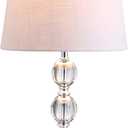 JONATHAN Y 20" Clear Crystal Mini LED Table Lamp, Chrome Modern Traditional Bedside Lamp with White Linen Drum Shade for Living Room Bedroom, UL Listed, LED Bulb Included JYL2026A