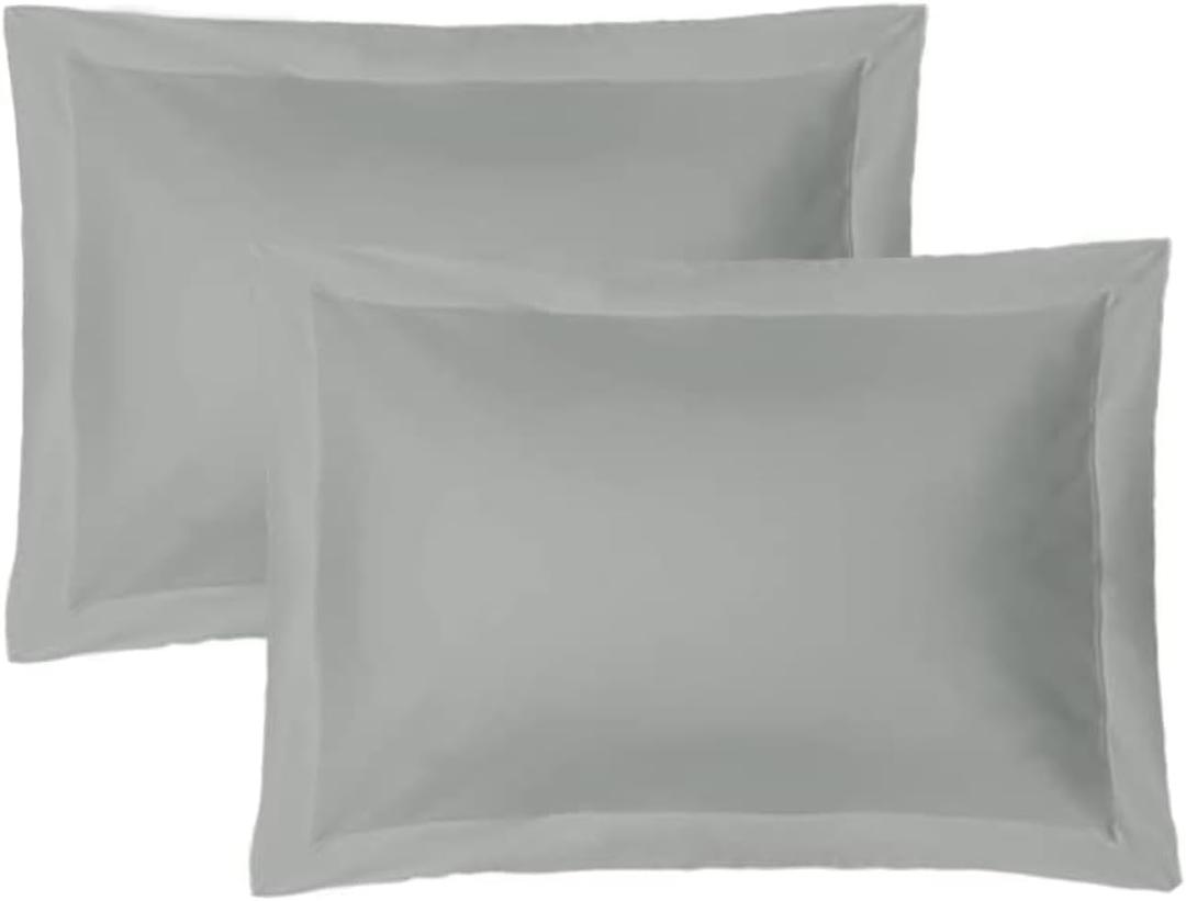 iMaylex Soft and Breathable 100% Egyptian Cotton Envelope Pillow Shams, Silk Like and Cozy Decorative Pillow Covers, Set of 2, Light Grey, Queen