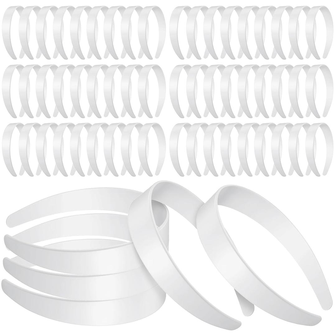 Hotop 100 Pcs Plastic Headbands Bulk 1 Inch Wide Craft No Teeth Plain Headbands DIY Hair Band Accessories for Girls Women (White,1 Inch Wide) (1 Inch Wide, White)