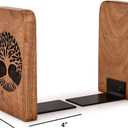 Decorative Bookend Iron & Acacia Wood | Desktop Organize Book Ends for Decorative Accessories for Bookshelf to Hold Books Firmly (4" X 4" X 6") (Set of 2)