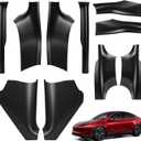 10PCS Carbon Fiber Door Sill Protector & Rear Bumper Guard Compatible with Tesla Model Y Juniper 2025–2026,Anti-Kick Scuff Plate Door Sill Guard Covers,Model Y Accessories(Not for Pre-2024)