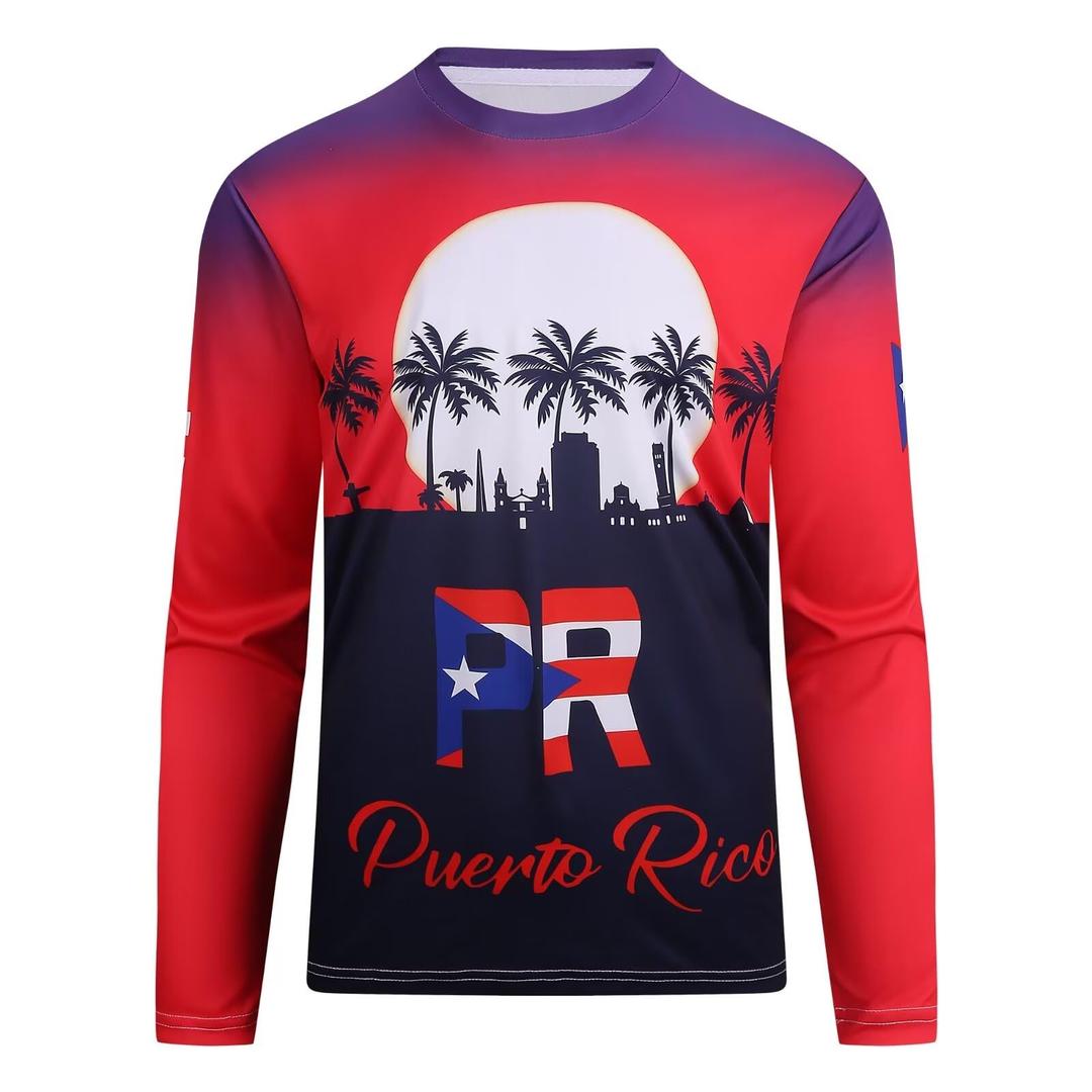 SAMERM Puerto Rico Shirt for Men Quick Dry Crop Top Printed Hispanic Heritage Month Boricua Rican Flag T-Shirt (M)