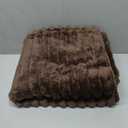 Vessia Flannel Fleece Throw Blanket(50X70 Inch), 300GSM Cozy Brown Stripe Throw for Couch, Sofa and Bed, Warm and Soft Chocolate Microfiber Ribbed Blanket for All Season