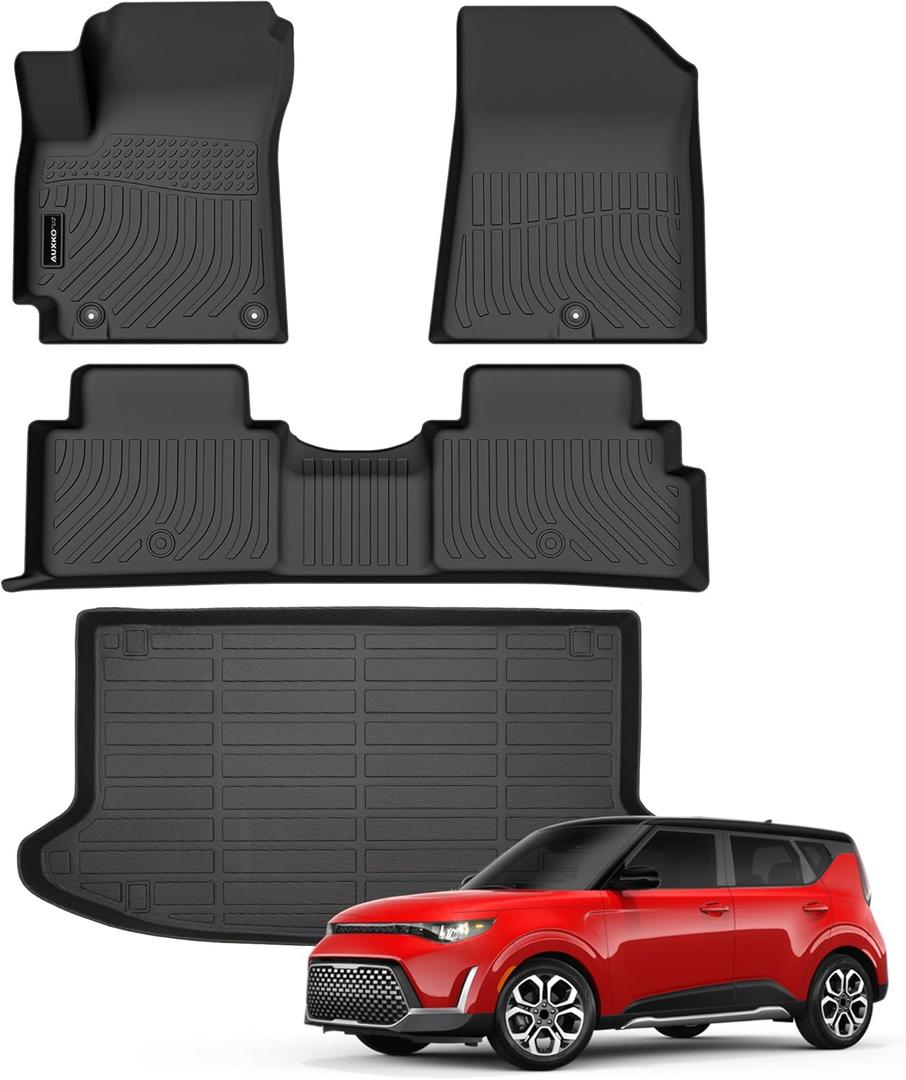 Auxko All Weather Floor Mats Cargo Mat Fit for Kia Soul 2025 2024 2023 2022 2021 2020(Only for Upper Deck,Without Subwoofer) Soul Accessories Black