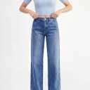 EMMIOL Womens Jeans Straight Leg,Mid-High Rise Baggy Denim Pants,Boyfriend Wide Leg,Loose Fit with Pocket,Runs Small; Size Up (Blue, L)