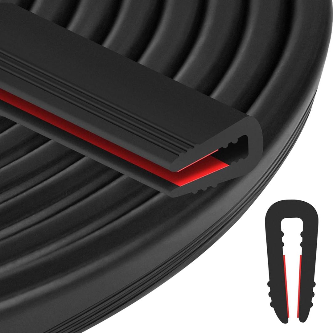 ToLanbbt Rubber Edge Trim U Channel - 1/8" Self Adhesive Sheet Metal Edge Guard Protector, EPDM Seal Strip for Car Doors, Steel Plates, Glass, Hatches, Table Corners, Fit 1/8"(3.2mm), 20Ft, Black