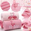FuWeave 3 Pcs Pink Flamingo Summer Hand Towels for Bathroom 100% Cotton 29.5 x 13.8'' Embroidered Decorative Absorbent Soft Bath Hand Towels for Bathroom Kitchen Gift Decor