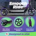 Skidee Adult & Teen Scooter Adjustable Height, Folding, Large Wheels, Lightweight, Durable, Anti-Shock Suspension, Up to 220 lbs