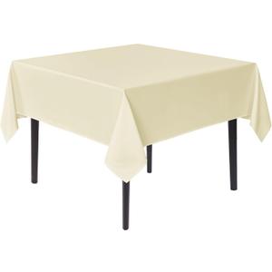 sancua Square Tablecloths 85x85 Inch - Beige Fabric Table Cloth for Square or Round Tables, Washable Polyester Table Cover for Outdoor Party, Birthday, Buffet, Resturant