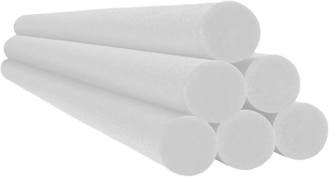 Chochkees White Pool Noodles 52" x 2.5" Inch Swimming Solid Core Foam Tube, Floating Thick Noodles for Floating, Pool Accessories, 12-Pack